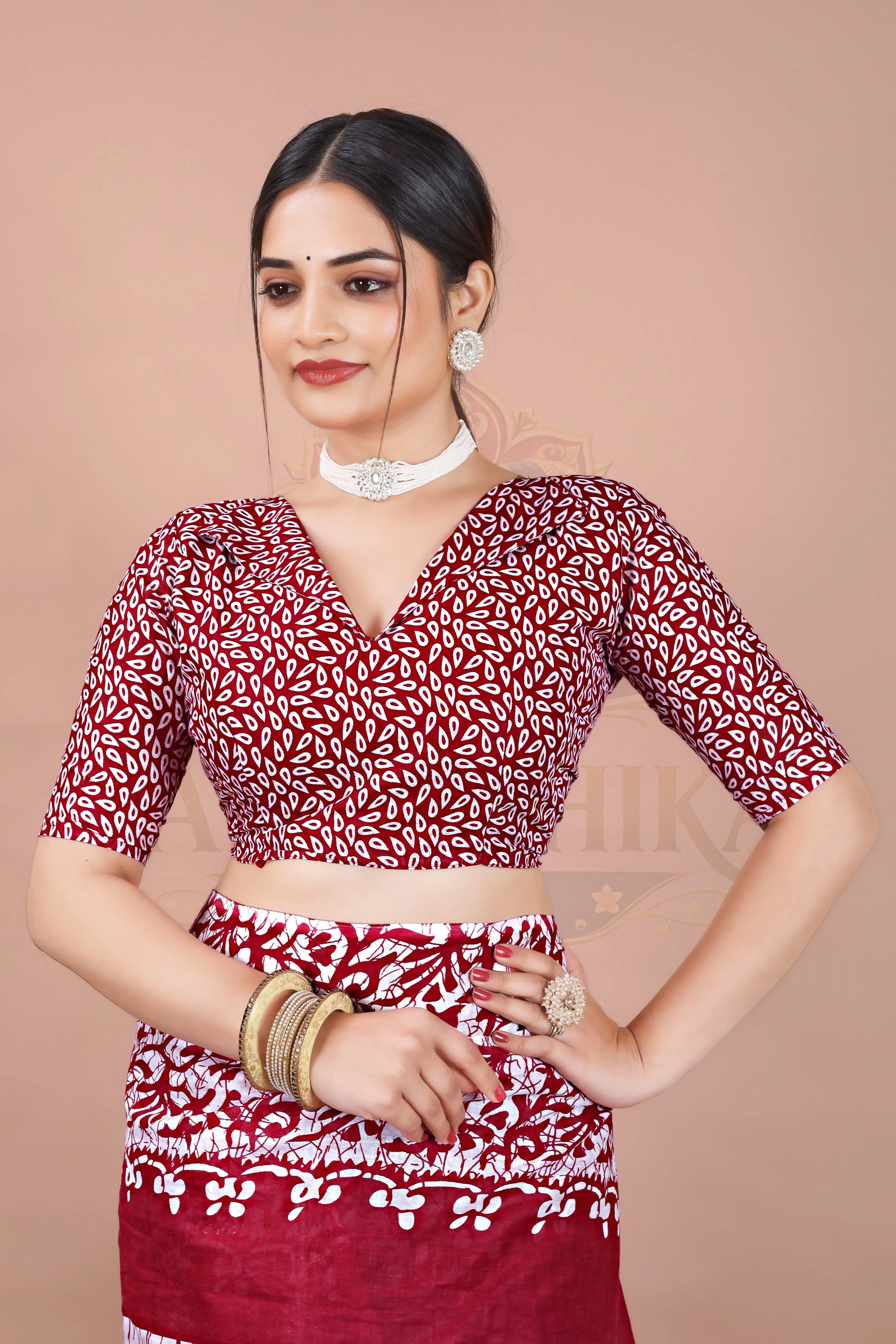 Maroon Kalamkari Cotton Printed Saree Jay Radhika Textile